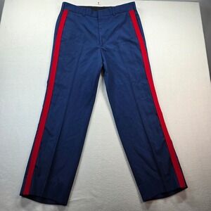 USMC Dress Blue Trousers Blood Stripe 35L Poly/Wool Gabardine DSCP